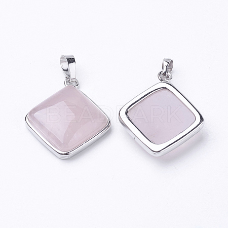 Natural Rose Quartz Pendants G-E420-03P-1
