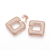 Brass Micro Pave Cubic Zirconia Fold Over Clasps ZIRC-S058-01RG-3