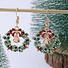 Christmas Wreath & Bell Alloy Rhinestone Pendant Necklaces & Dangle Earrings & Charm Bracelets & Brooch Sets WG06691-09-4