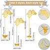 3Pcs 3 Styles Butterfly & Butterfly & Dragonfly Filigree Brass Bookmark with Chains AJEW-SC0002-93G-2