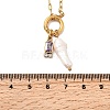 Natural Keshi Pearl Stick & Rectangle Purple Glass Pendant 304 Stainless Steel Paperclip hain Necklaces for Women NJEW-K255-54G-5