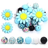 23Pcs Sunflower & Round Silicone Focal Beads SIL-L005-01B-1