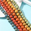 Handmade Fancy Antique Glazed Porcelain Ceramic Round Beads Strands PORC-L019-13mm-M-2