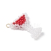 Glass Seed Beaded Wine Glass Pendants PALLOY-MZ00551-3