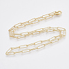 Brass Textured Paperclip Chain Necklace Making MAK-S072-03A-G-2