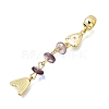 Brass Pave Cubic Zirconia Clear Cubic Zirconia & Natural Amethyst & Enamel European Dangle Charms GG-CBA3401-01G-B04-2