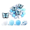 25Pcs Butterfly & Round Silicone Focal Beads SIL-L005-02A-1