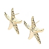 Hammered Starfish Shape Brass Studs Earring EJEW-Z039-01G-1