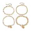 4Pcs 4 Styles 304 Stainless Steel & Brass Chain Bracelets BJEW-JB11022-1