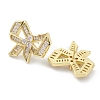 Bowknot Rack Plating Brass Cubic Zirconia Stud Earrings for Women EJEW-K245-07G-2