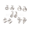Non-Tarnish 5 Pairs 5 Style Twist Triangle & Nugget & Flat Round 304 Stainless Steel Dangle Stud Earrings Set for Women EJEW-JE05090-01-1