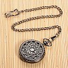 Openable Hollow Flat Round Alloy Glass Pendant Pocket Watch WACH-L024-11-1