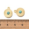 Ion Plating(IP) 304 Stainless Steel Pave Dyed Synthetic Turquoise Flat Round Charms STAS-Q335-17G-3