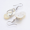 Natural Yellow Shell Dangle Earrings EJEW-F147-G02-01-2