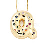 Brass Micro Pave Cubic Zirconia Letter Pendant Necklaces LS-KK-Z069-01G-Q-1