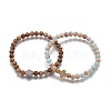 Natural Mixed Gemstone Round Beaded Stretch Bracelets BJEW-L648-03-1