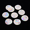 Electroplate Natural Capiz Shell Pendants SSHEL-T014-36-1