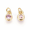 Brass with Single Cubic Zirconia Charms ZIRC-F095-03G-03-2
