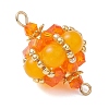 Dyed Natural Malaysia Jade Round and Glass Seed Beaded Lantern Links Connector Charms PALLOY-MZ01176-01-3