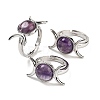 Natural Amethyst Adjustable Rings RJEW-K271-01P-07-1