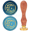 Brass Wax Seal Stamps with Wood Handle AJEW-WH0412-0086-1