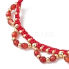 Flower Glass Seed Beads & Natural Agate Beaded Bracelets BJEW-MZ00222-05-4