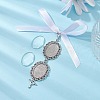 Tibetan Style Alloy & Glass Oval Photo Bouquet Hanging Ornaments HJEW-JM01353-01-3
