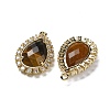 Natural Tiger Eye Faceted Teardrop Pendants G-I375-01G-21-2