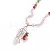 Natural Rose Quartz Bead Pendant Necklaces NJEW-K116-A04-3