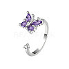 Brass Rotatable Cubic Zirconia Open Cuff Rings FS-WG839B6-01-4