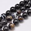 Natural Black Agate Bead Strands G-G962-12mm-12-1