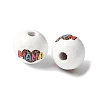 Mother's Day Theme Printed Wood European Beads WOOD-F016-03-1