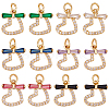 SUPERFINDINGS 12Pcs 6 Colors Rack Plating Brass Micro Pave Cubic Zirconia Charms ZIRC-FH0001-27-1