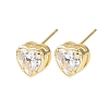 Brass Micro Pave Clear Cubic Zirconia Stud Earrings EJEW-C174-02A-G-4