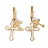 Cross 304 Stainless Steel Shell Stud Earrings EJEW-L283-022G-1