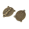 Holy Oval Carved Virgin Mary Tibetan Style Alloy Chandelier Component Links TIBEP-LF0961YKG-AB-FF-2