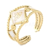 Ion Plating(IP) 304 Stainless Steel Enamel Rhombus with Eey Cuff Rings RJEW-L107-056G-01-1