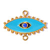 304 Stainless Steel with Blue Enamel & Montana Rhinestone Connector Charms RB-OY001-01G-1-1