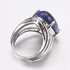 Natural Dyed Lapis Lazuli Wide Band Finger Rings RJEW-K224-A15-2