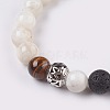 Natural Lava and Natural Mixed Stone Beads Stretch Bracelets BJEW-JB03736-6