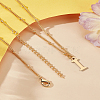 1Pc Brass Chain & 304 Stainless Steel Letter Pendant Necklaces NJEW-LP0001-35I-G-3