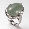 Adjustable Oval Gemstone Wide Band Rings RJEW-L062-01B-1