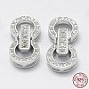 Anti-Tarnish Rhodium Plated 925 Sterling Silver Cubic Zirconia Watch Band Clasps STER-F037-124P-4