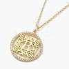 Brass Micro Pave Clear Cubic Zirconia Pendant Necklaces NJEW-E153-01B-1