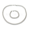 304 Stainless Steel Cuban Link Chain Bracelets & Necklaces Jewelry Sets SJEW-B019-03C-P-2