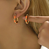 Real 18K Gold Plated 304 Stainless Steel Hoop Earrings LR9688-1-2