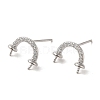925 Sterling Silver with Cubic Zirconia Stud Earrings Findings STER-Z007-09P-1