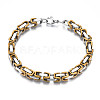 Two Tone 201 Stainless Steel Byzantine Chain Bracelet for Men Women BJEW-S057-87B-1