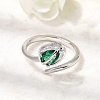 Brass Micro Pave Cubic Zirconia Cuff Open Rings for Women RJEW-L343-01P-03-1