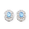 Brass Light Sky Blue Glass Oval Multi-Strand Links KK-B125-12S-1